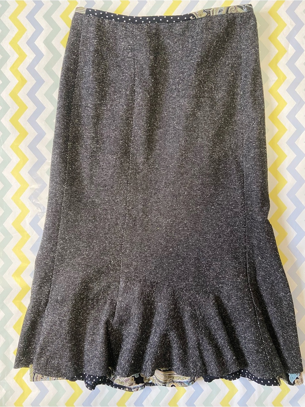 Insight Black Sparkle Tweed A-Line Flare Hem Skirt